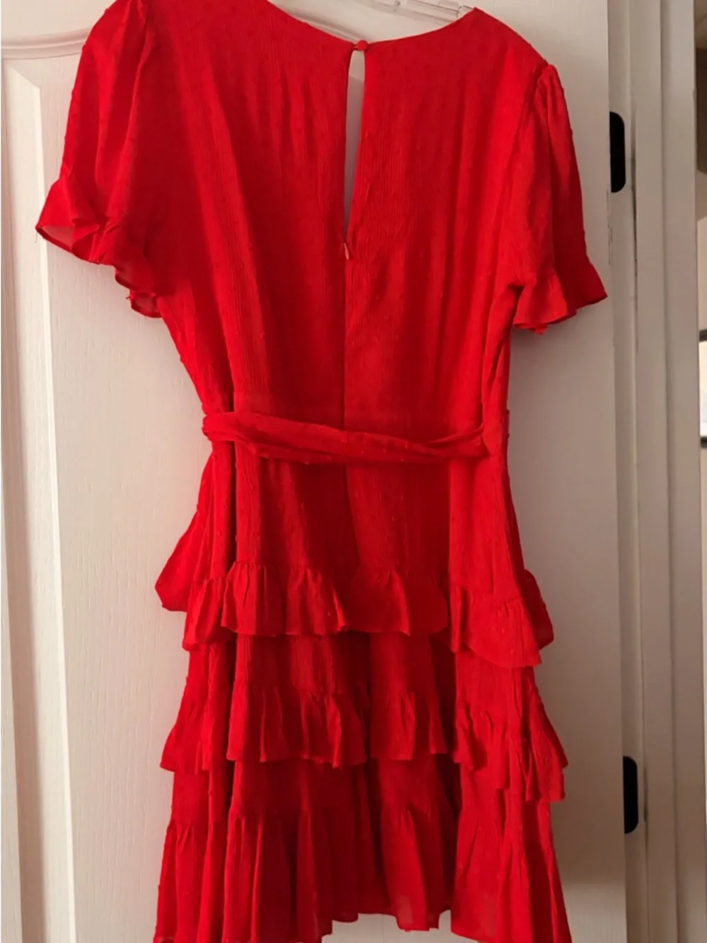 Lulu's Red Ruffled Wrap Mini Dress - Picture 3 of 3